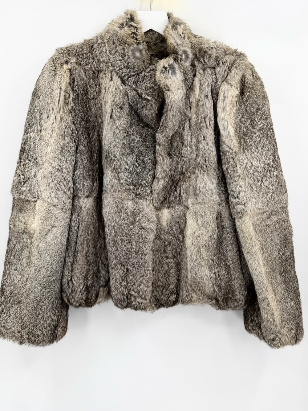 Vintage Split End Ltd 100% Rabbit Fur Jacket Lined Tan Hong Kong Size Medium